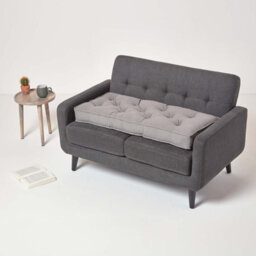 Homescapes Charcoal Grey Cotton 2 Seater Booster Cushion - thumbnail 6