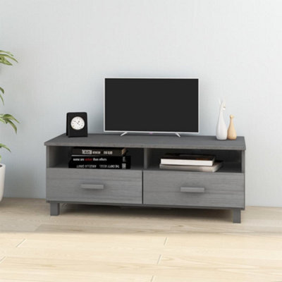 Berkfield Tv Cabinet Dark Grey 106X40X40 Cm Solid Wood Pine - image 1