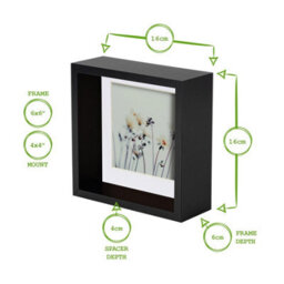 "Nicola Spring 6 X 6"" Deep Photo Frames - White/white Mount - 3D Deep Box Picture Frame Display Case (4 X 4"" Mount) X5" - thumbnail 4