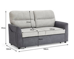 Home Detail Dennis 2 Seater Fabric Grey Fabric Duo Contrast With Storage Pull Out Clic-Clac Sofa Bed - thumbnail 3