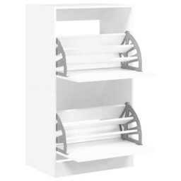 Berkfield Shoe Cabinet With 2 Flip-Drawers White 60X42X108 Cm - thumbnail 5