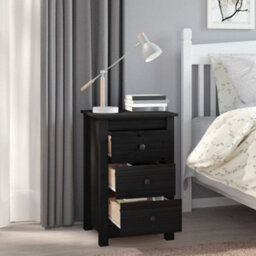 Berkfield Bedside Cabinets 2 Pcs Black 40X35X61.5 Cm Solid Wood Pine - thumbnail 7