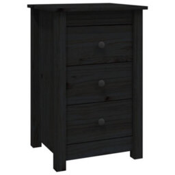 Berkfield Bedside Cabinets 2 Pcs Black 40X35X61.5 Cm Solid Wood Pine - thumbnail 3