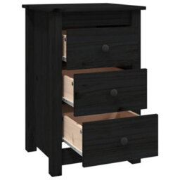 Berkfield Bedside Cabinets 2 Pcs Black 40X35X61.5 Cm Solid Wood Pine - thumbnail 5