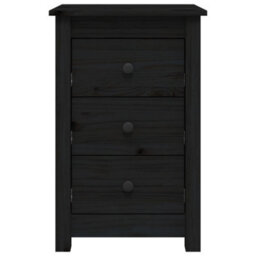 Berkfield Bedside Cabinets 2 Pcs Black 40X35X61.5 Cm Solid Wood Pine - thumbnail 4
