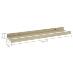 Berkfield Wall Shelves 2 Pcs White And Sonoma Oak 40X9X3 Cm - thumbnail 9