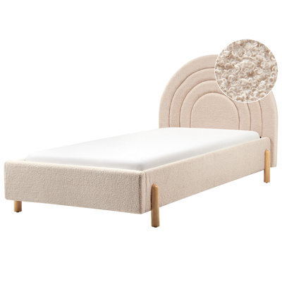 Beliani Kids Bed Boucle Anet 90 X 200 Cm (Eu Single) Beige - image 1