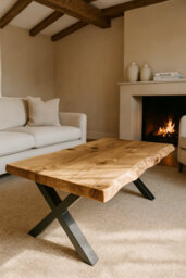L120Xw40Xh45 Rita Straight Edge Solid Wood Coffee Table With Metal X Legs - thumbnail 7