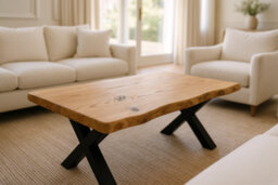 L120Xw40Xh45 Rita Straight Edge Solid Wood Coffee Table With Metal X Legs - thumbnail 6