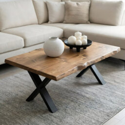 L120Xw40Xh45 Rita Straight Edge Solid Wood Coffee Table With Metal X Legs - thumbnail 9