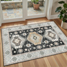 Decoranddecor Living Room Rugs, Washable Area Rugs, 120X170Cm, Non-Slip, Pet Friendly, Low Pile, Traditional Rug - Duskra - thumbnail 5