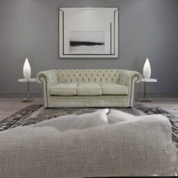 Chesterfield Handmade 3 Seater Sofa Settee Velluto Chiffon Beige Fabric In Classic Style - thumbnail 4