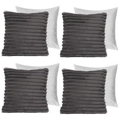 OHS 4 X Faux Fur Thick Rib Filled Cushion Covers - image 1