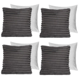 OHS 4 X Faux Fur Thick Rib Filled Cushion Covers - thumbnail 1