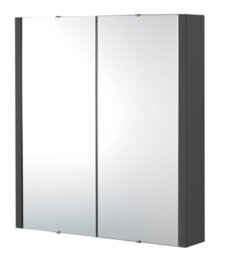 Bianca Wall Hung 2 Door Mirror Cabinet With Soft Close Doors, 600mm, Gloss Grey - Premium Storage By Balterley