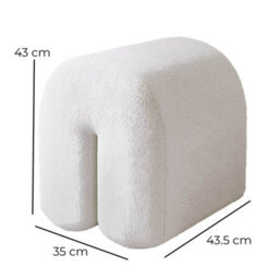CARME Home Laurie Ivory Bouclé Stool For Bedroom Living Room Decoration - thumbnail 5