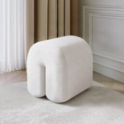 CARME Home Laurie Ivory Bouclé Stool For Bedroom Living Room Decoration
