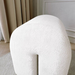 CARME Home Laurie Ivory Bouclé Stool For Bedroom Living Room Decoration - thumbnail 2