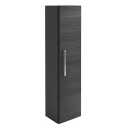 Plum&clay Emery Wall Hung Textured Black Tall Bathroom Cabinet With Chrome Bar Handle (H)120Cm (W)35Cm - thumbnail 1