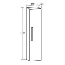 Plum&clay Emery Wall Hung Textured Black Tall Bathroom Cabinet With Chrome Bar Handle (H)120Cm (W)35Cm - thumbnail 7