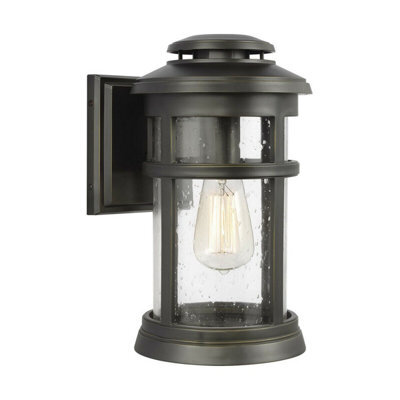 Antique Bronze Outdoor Ip44 Wall Light Lantern With E27 Socket - 60W Led Compatible