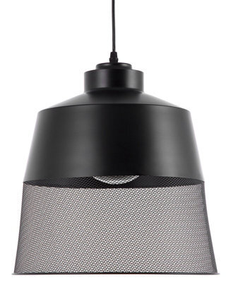 Wyld and Coco Lumennova Vintage-Industrial Pendant Light Black Metal Mesh Conical Shade W33 X H114Cm - image 1