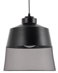 Wyld and Coco Lumennova Vintage-Industrial Pendant Light Black Metal Mesh Conical Shade W33 X H114Cm - thumbnail 1