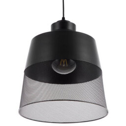 Wyld and Coco Lumennova Vintage-Industrial Pendant Light Black Metal Mesh Conical Shade W33 X H114Cm - thumbnail 3