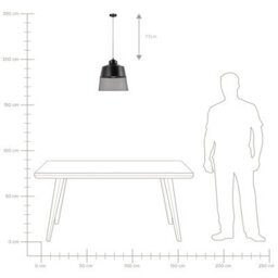 Wyld and Coco Lumennova Vintage-Industrial Pendant Light Black Metal Mesh Conical Shade W33 X H114Cm - thumbnail 8