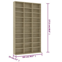 Berkfield Durable Cd Cabinet Sonoma Oak 102X16X177.5 Cm Engineered Wood - thumbnail 6