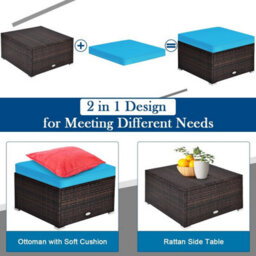 Gainoom 4 Pcs Rattan Patio Conversation Set Outdoor Furniture Sofa Set W/ Coffee Table - thumbnail 6