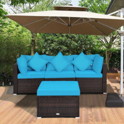 Gainoom 4 Pcs Rattan Patio Conversation Set Outdoor Furniture Sofa Set W/ Coffee Table - thumbnail 7