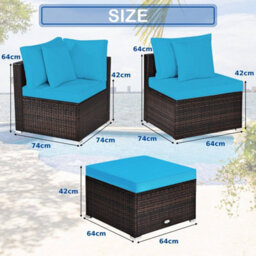 Gainoom 4 Pcs Rattan Patio Conversation Set Outdoor Furniture Sofa Set W/ Coffee Table - thumbnail 2