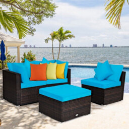 Gainoom 4 Pcs Rattan Patio Conversation Set Outdoor Furniture Sofa Set W/ Coffee Table - thumbnail 8