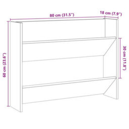 Berkfield Wall Shoe Cabinet Old Wood 80X18X60 Cm Engineered Wood - thumbnail 9