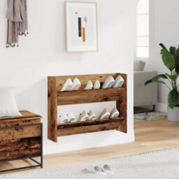 Berkfield Wall Shoe Cabinet Old Wood 80X18X60 Cm Engineered Wood - thumbnail 3