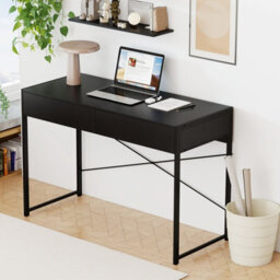 Costway Computer Desk 111 X 48 Cm Compact Writing Desk With 2 Drawers-Black - thumbnail 5