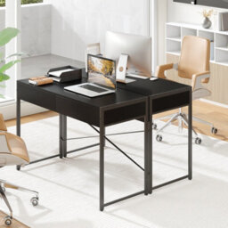 Costway Computer Desk 111 X 48 Cm Compact Writing Desk With 2 Drawers-Black - thumbnail 6