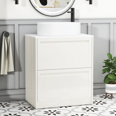 Royal Bathrooms Royal Bathroom Elmore 700mm Classic White Freestanding Bathroom Vanity Unit 2 Drawer Plain White Worktop With Peak Basin - image 1