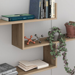 Decortie Tibet Wall Shelves - Floating 3 Tier Wall Mounted Display Unit Natural Oak - thumbnail 4