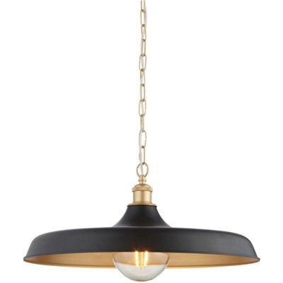 Loops Hanging Ceiling Pendant Light - Matt Black & Satin Gold Paint - 10W Led E27 - image 1