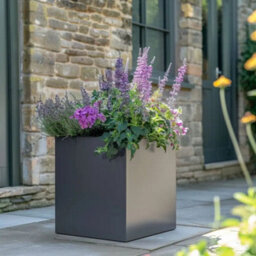 Woven Wood 60Cm Zinc Galvanised Matte Grey Square Planter - thumbnail 6