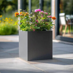 Woven Wood 60Cm Zinc Galvanised Matte Grey Square Planter - thumbnail 4