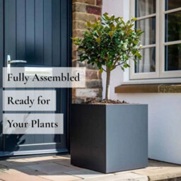 Woven Wood 60Cm Zinc Galvanised Matte Grey Square Planter - thumbnail 8