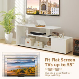 "Costway Tv Stand For 55"" Tvs 3-Tier Asymmetrical Media Console Table W/ Storage, White" - thumbnail 8