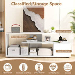 "Costway Tv Stand For 55"" Tvs 3-Tier Asymmetrical Media Console Table W/ Storage, White" - thumbnail 7