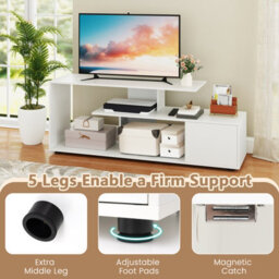 "Costway Tv Stand For 55"" Tvs 3-Tier Asymmetrical Media Console Table W/ Storage, White" - thumbnail 6