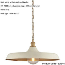 Loops Hanging Ceiling Pendant Light - Matt Warm White & Satin Gold Paint - 10W Led E27 - thumbnail 2