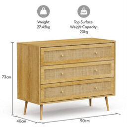 3 Drawers Rattan Chest Of Drawers - thumbnail 2