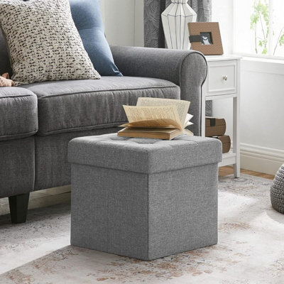 Songmics Versatile Bench With Storage, Plush Ottoman Featuring Lid, Designed For Hallway, Bedroom, Living Room, Light Grey - image 1